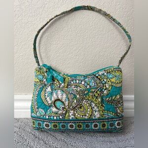 Vera Bradley Teal Paisley discontinued cotton shoulder bag